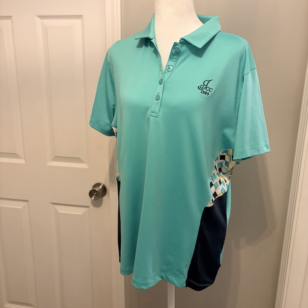 Kate Lord Women's Golf Polo Shirt XL GCC 1989 Embroidered Print Side Panels EUC